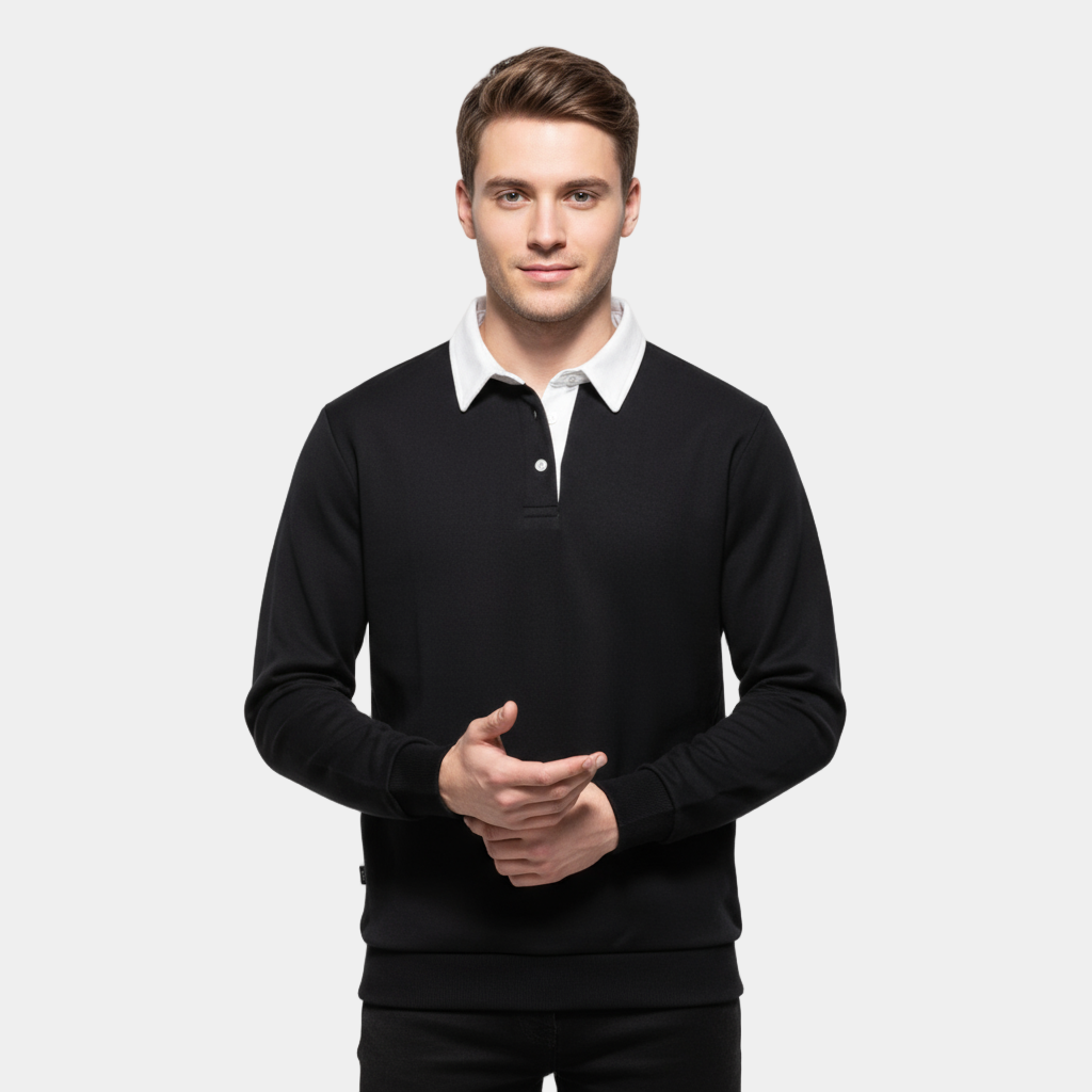 Men's Cotton Polo Neck Sweater - Classic Fit, Casual Wear, Lightweight Knit, Perfect for Everyday Comfort and Style