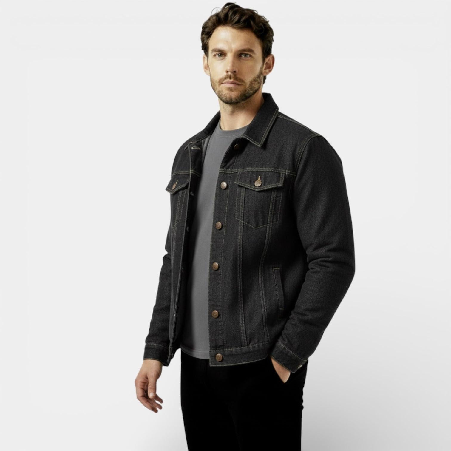 Men's Denim Jacket - Classic Regular Fit - Casual Outerwear for Everyday Wear - Durable Cotton Fabric