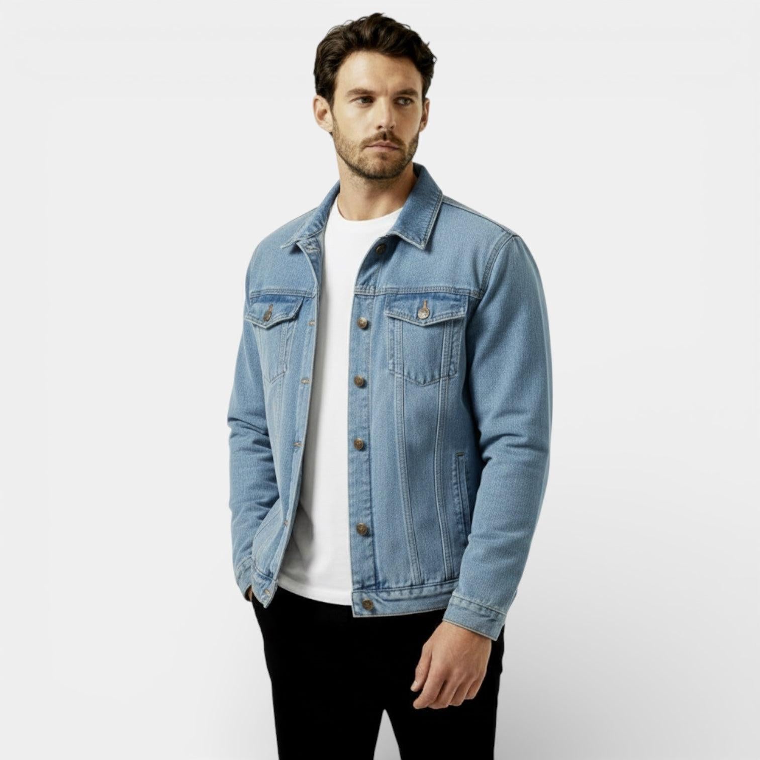 Men's Denim Jacket - Classic Regular Fit - Casual Outerwear for Everyday Wear - Durable Cotton Fabric
