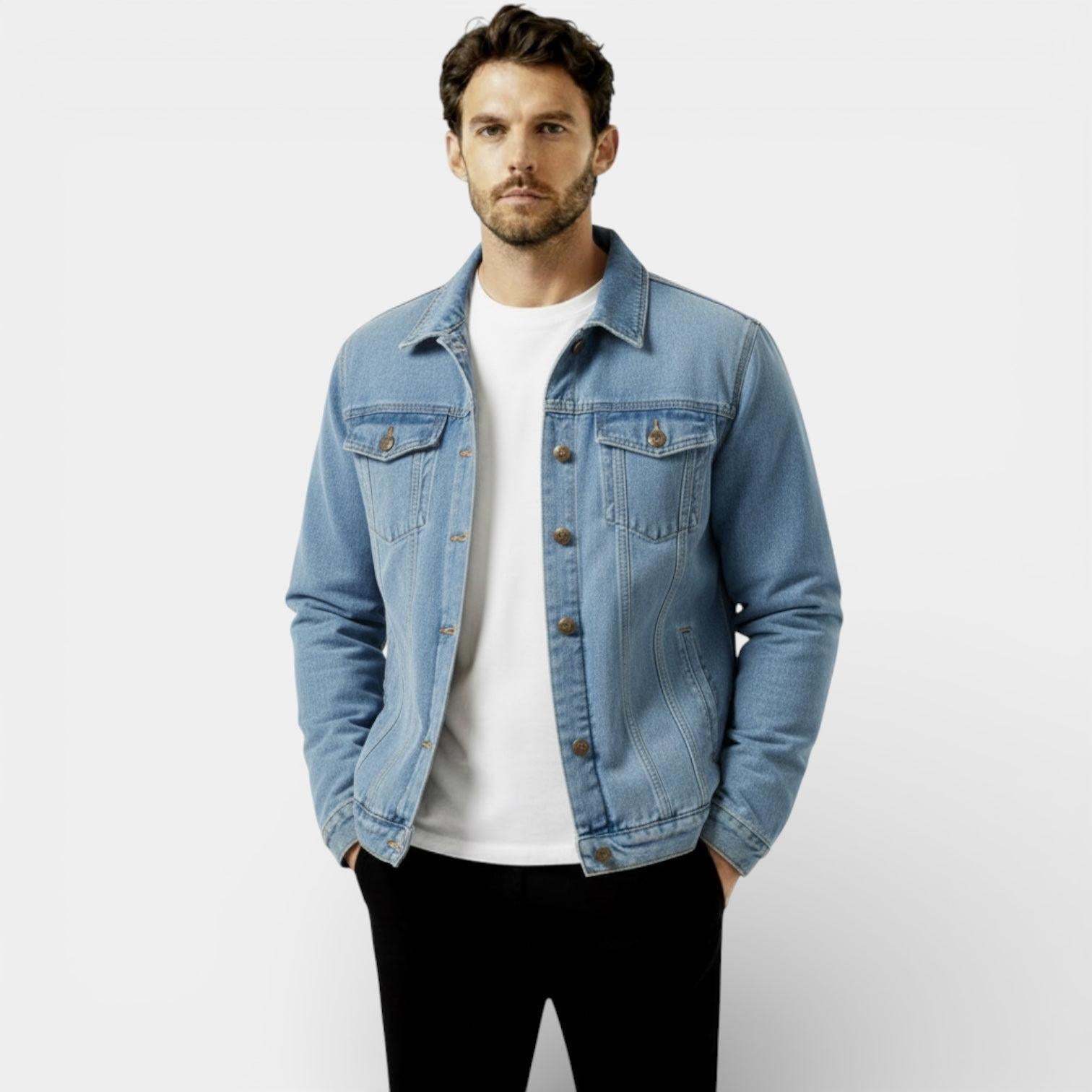 Men's Denim Jacket - Classic Regular Fit - Casual Outerwear for Everyday Wear - Durable Cotton Fabric