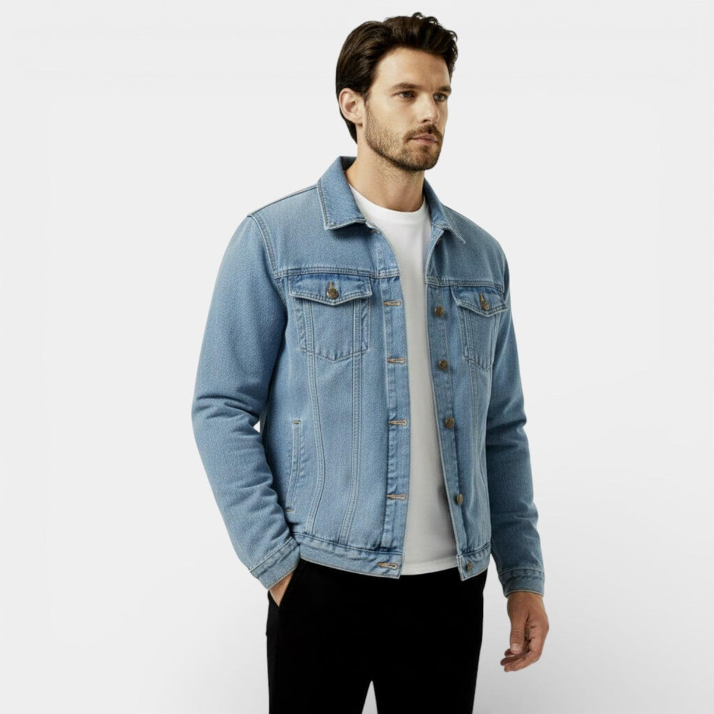 Men's Denim Jacket - Classic Regular Fit - Casual Outerwear for Everyday Wear - Durable Cotton Fabric