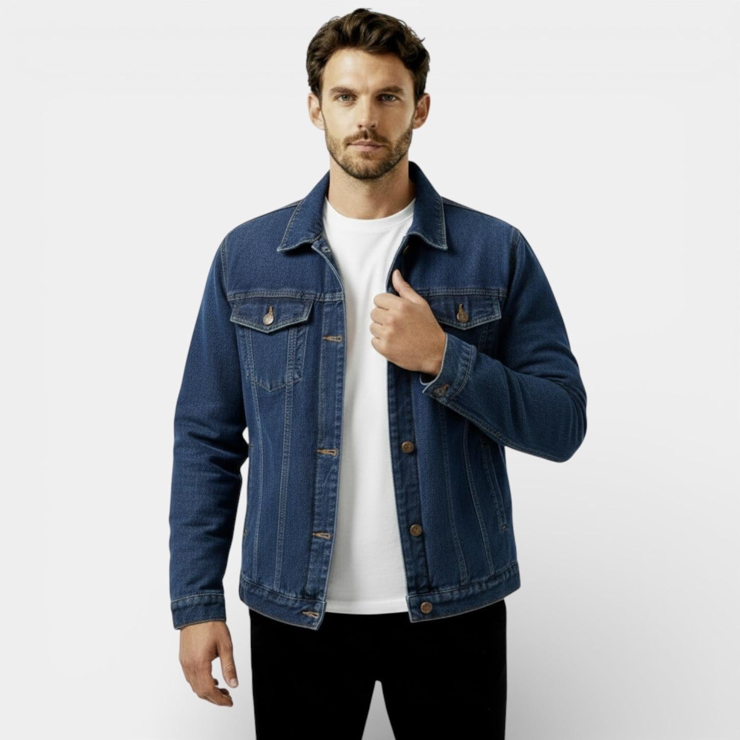 Men's Denim Jacket - Classic Regular Fit - Casual Outerwear for Everyday Wear - Durable Cotton Fabric