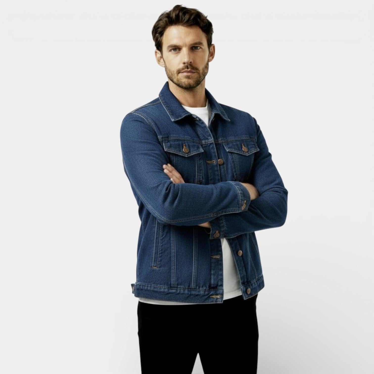 Men's Denim Jacket - Classic Regular Fit - Casual Outerwear for Everyday Wear - Durable Cotton Fabric