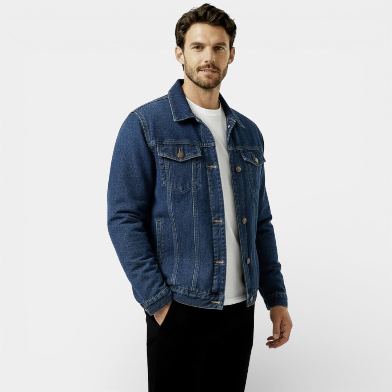 Men's Denim Jacket - Classic Regular Fit - Casual Outerwear for Everyday Wear - Durable Cotton Fabric