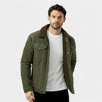 Men's Denim Winter Jacket with Sherpa Lining - Classic Button-Up Style for Cold Weather Wear