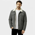 Men's Denim Winter Jacket with Sherpa Lining - Classic Button-Up Style for Cold Weather Wear
