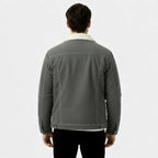 Men's Denim Winter Jacket with Sherpa Lining - Classic Button-Up Style for Cold Weather Wear
