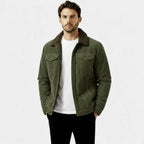 Men's Denim Winter Jacket with Sherpa Lining - Classic Button-Up Style for Cold Weather Wear