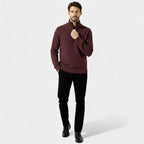 Men's Fleece Knit Quarter-Zip Sweater with Textured Design and Stand Collar for Casual Wear