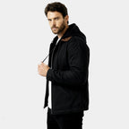 Men's Fleece-Lined Hooded Utility Jacket for Winter Outdoor Activities