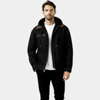 Men's Fleece-Lined Hooded Utility Jacket for Winter Outdoor Activities