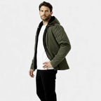 Men's Fleece-Lined Hooded Utility Jacket for Winter Outdoor Activities