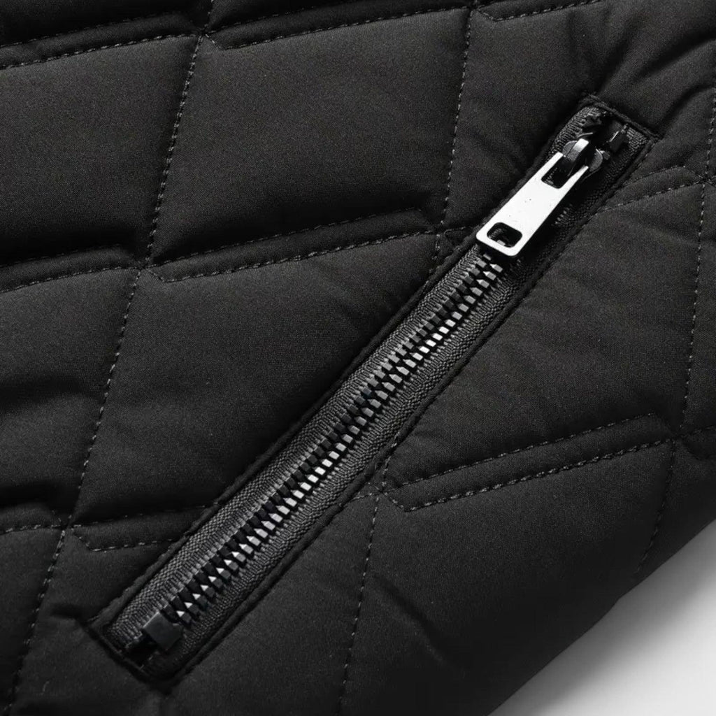 Men's Fleece-Lined Quilted Bomber Jacket - Warm Winter Outerwear for Cold Weather