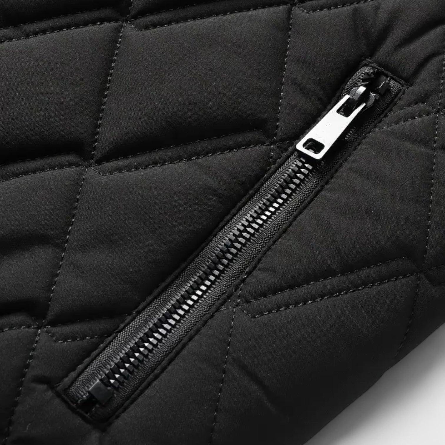 Men's Fleece-Lined Quilted Bomber Jacket - Warm Winter Outerwear for Cold Weather