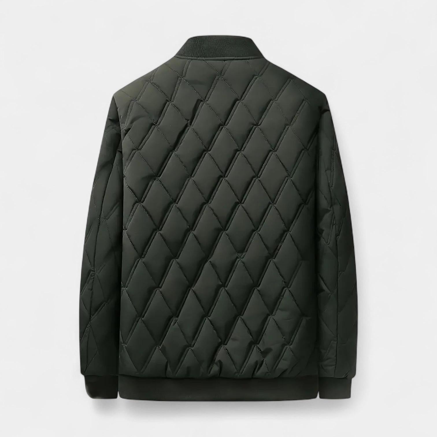 Men's Fleece-Lined Quilted Bomber Jacket - Warm Winter Outerwear for Cold Weather