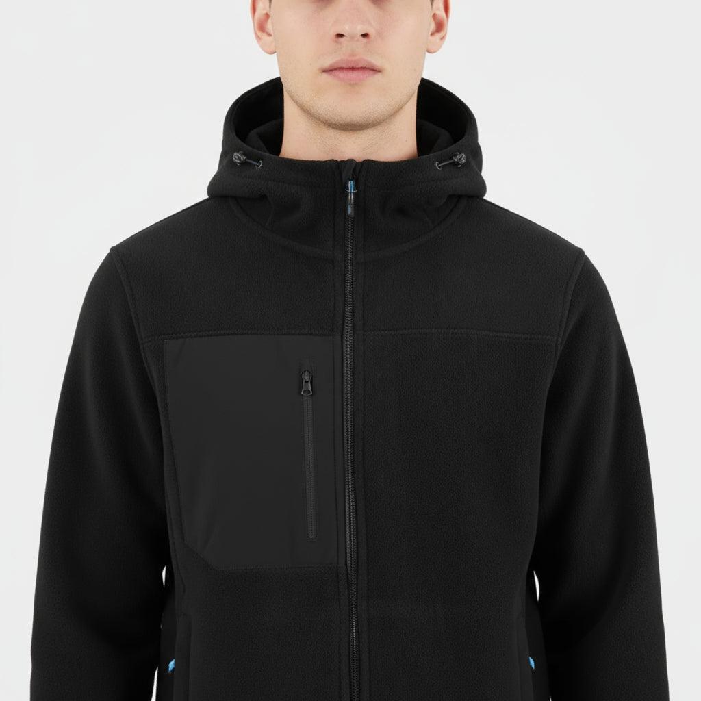 Men's Fleece Zip-Up Hoodie - Windproof, Warm Layer for Outdoor Activities and Casual Wear