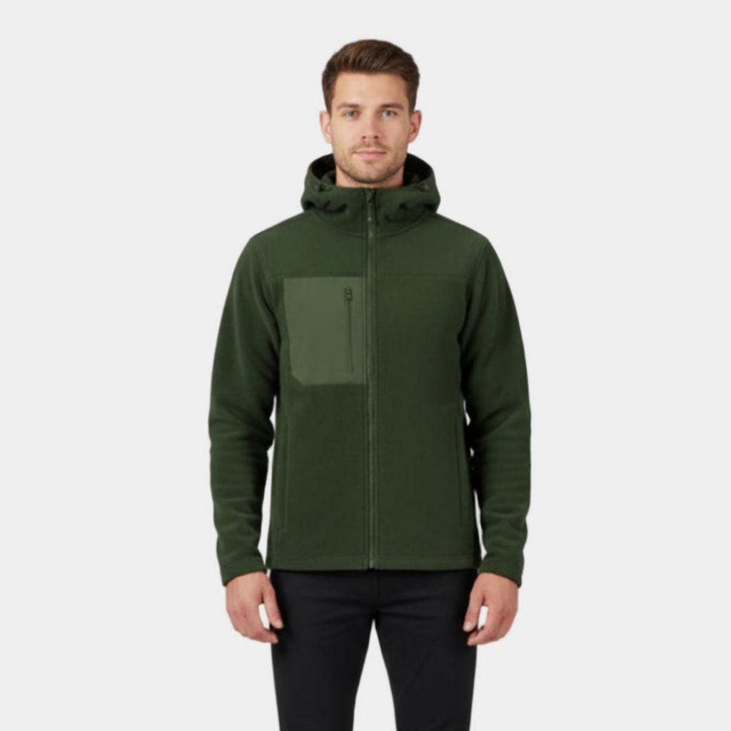 Men's Fleece Zip-Up Hoodie - Windproof, Warm Layer for Outdoor Activities and Casual Wear