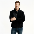 Men's Full-Zip Fleece Jacket - Soft Polyester Fabric - Casual Style - Ideal for Outdoor Activities and Layering