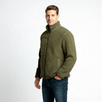Men's Full-Zip Fleece Jacket - Soft Polyester Fabric - Casual Style - Ideal for Outdoor Activities and Layering