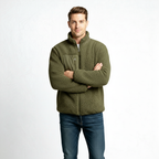 Men's Full-Zip Fleece Jacket - Soft Polyester Fabric - Casual Style - Ideal for Outdoor Activities and Layering