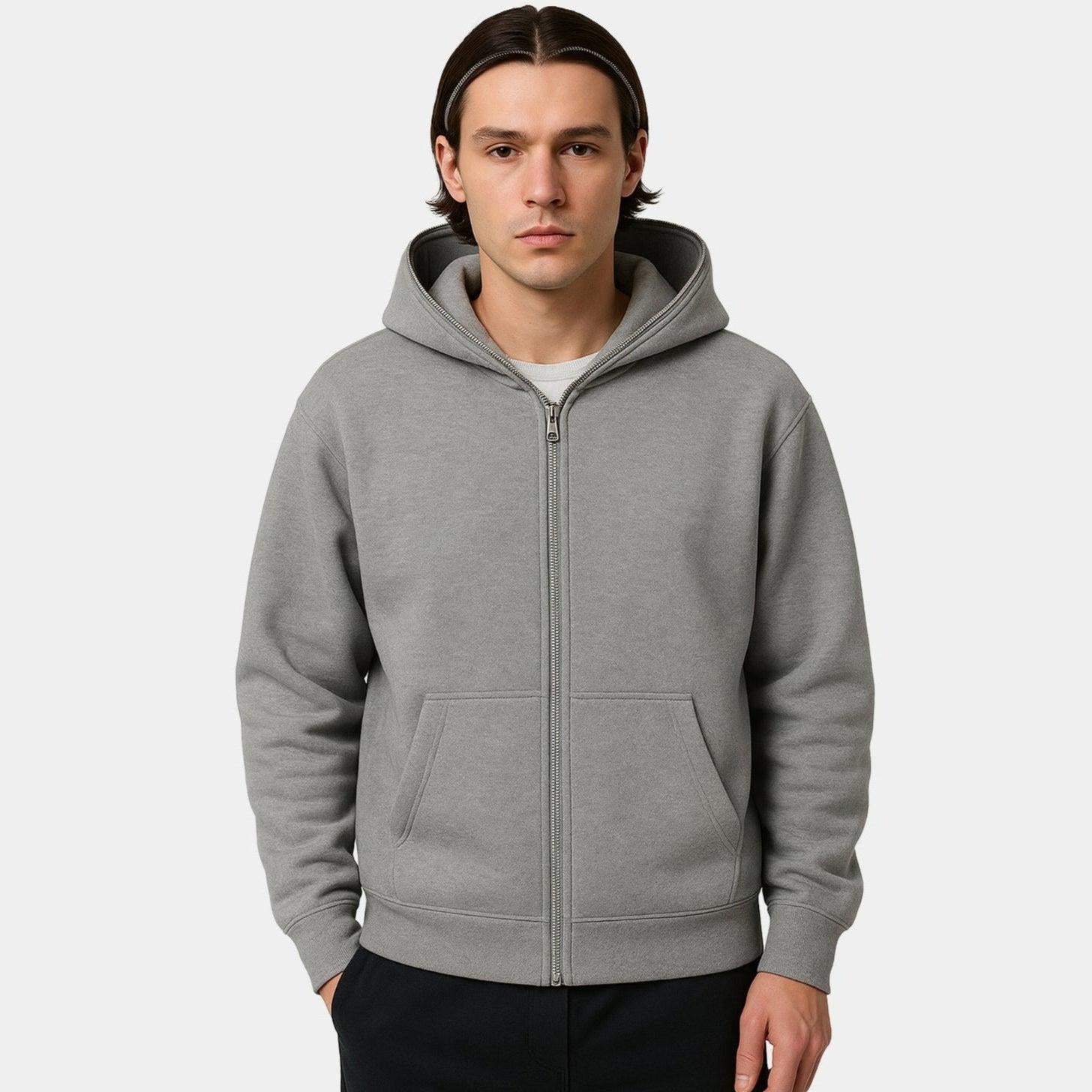 Men's Full-Zip Hoodie - Comfortable Cotton Blend - Casual Style for Everyday Wear - Available in Multiple Colors