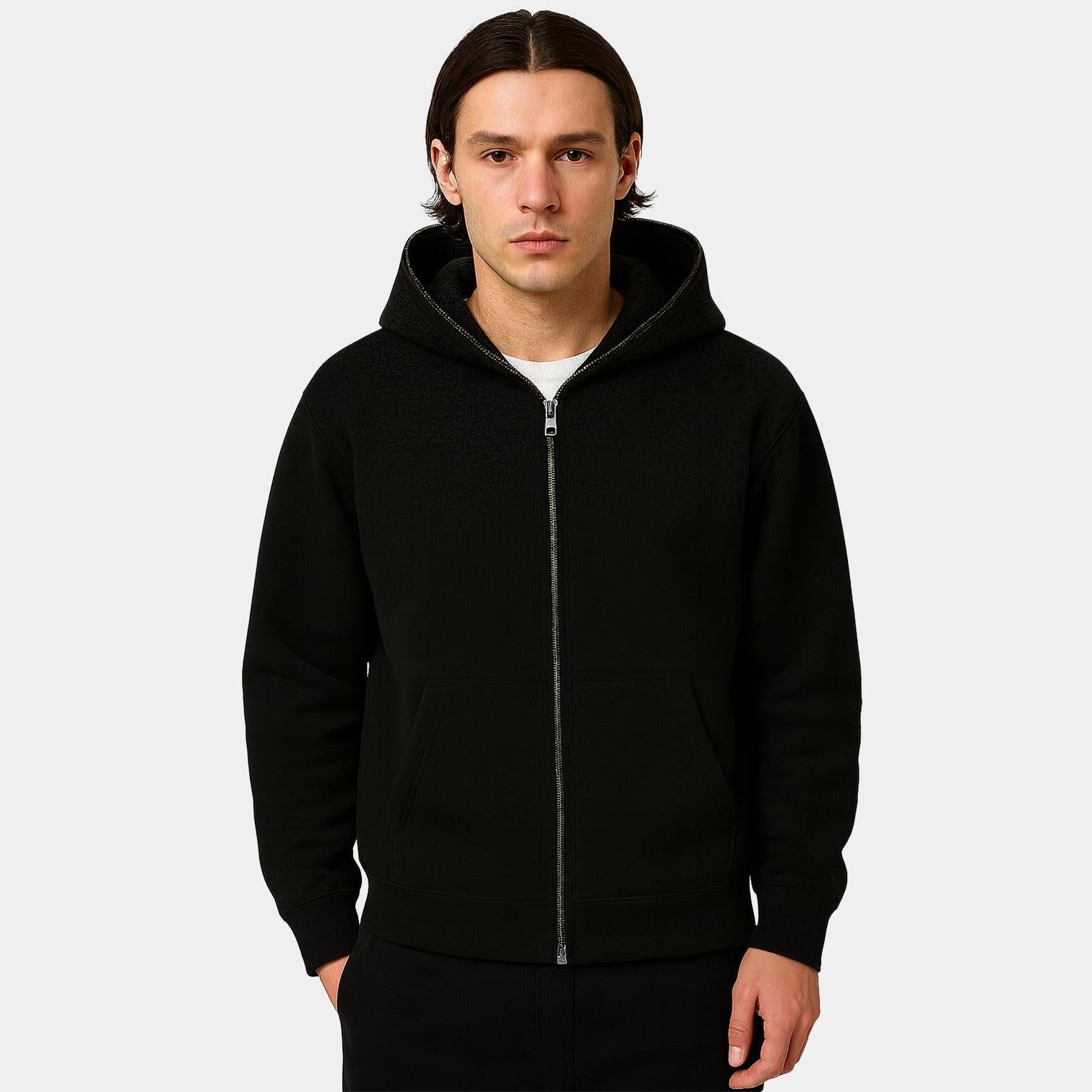 Men's Full-Zip Hoodie - Comfortable Cotton Blend - Casual Style for Everyday Wear - Available in Multiple Colors