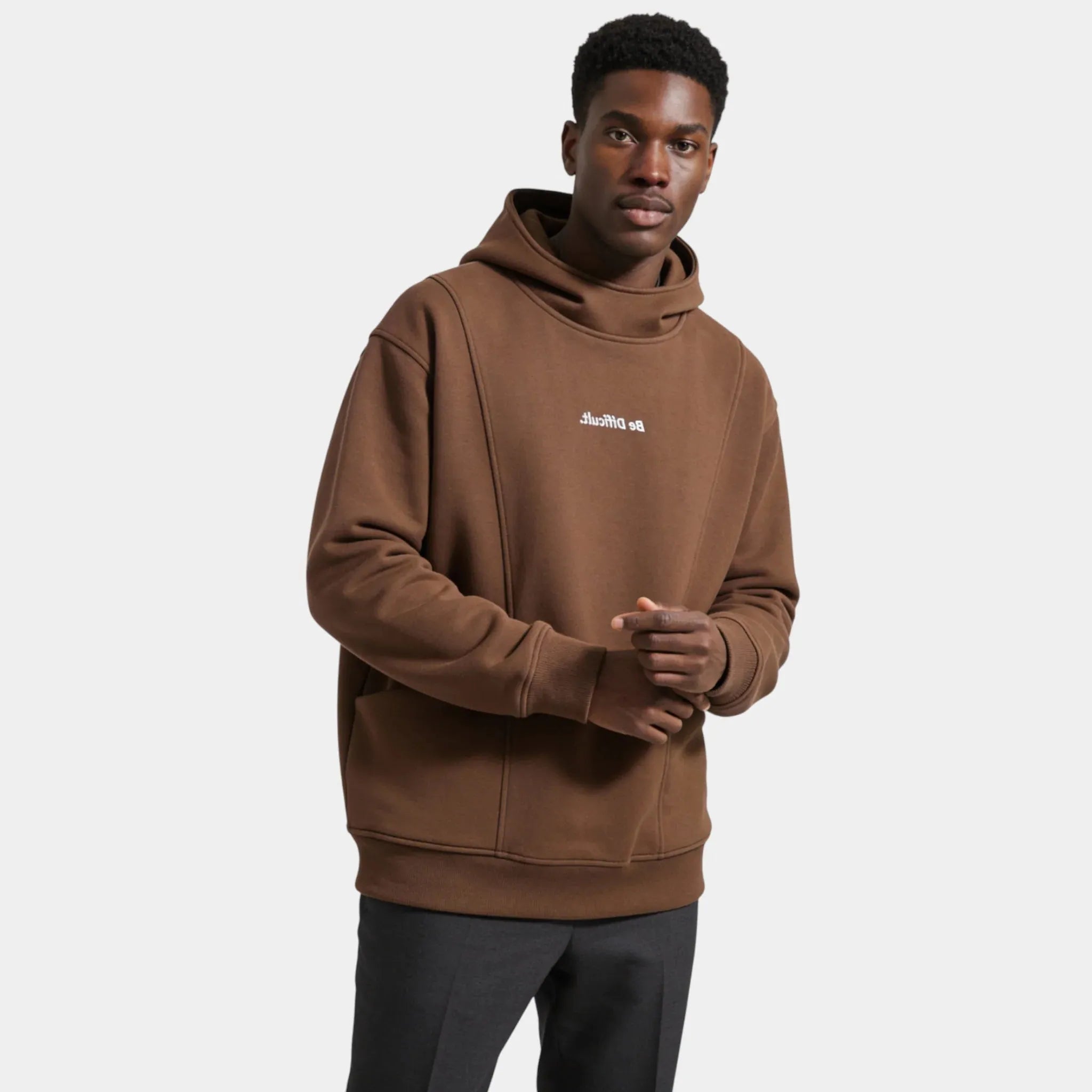 Men's Heavyweight Cotton Hoodie - Casual Style for Everyday Wear - "Be Difficult" Design