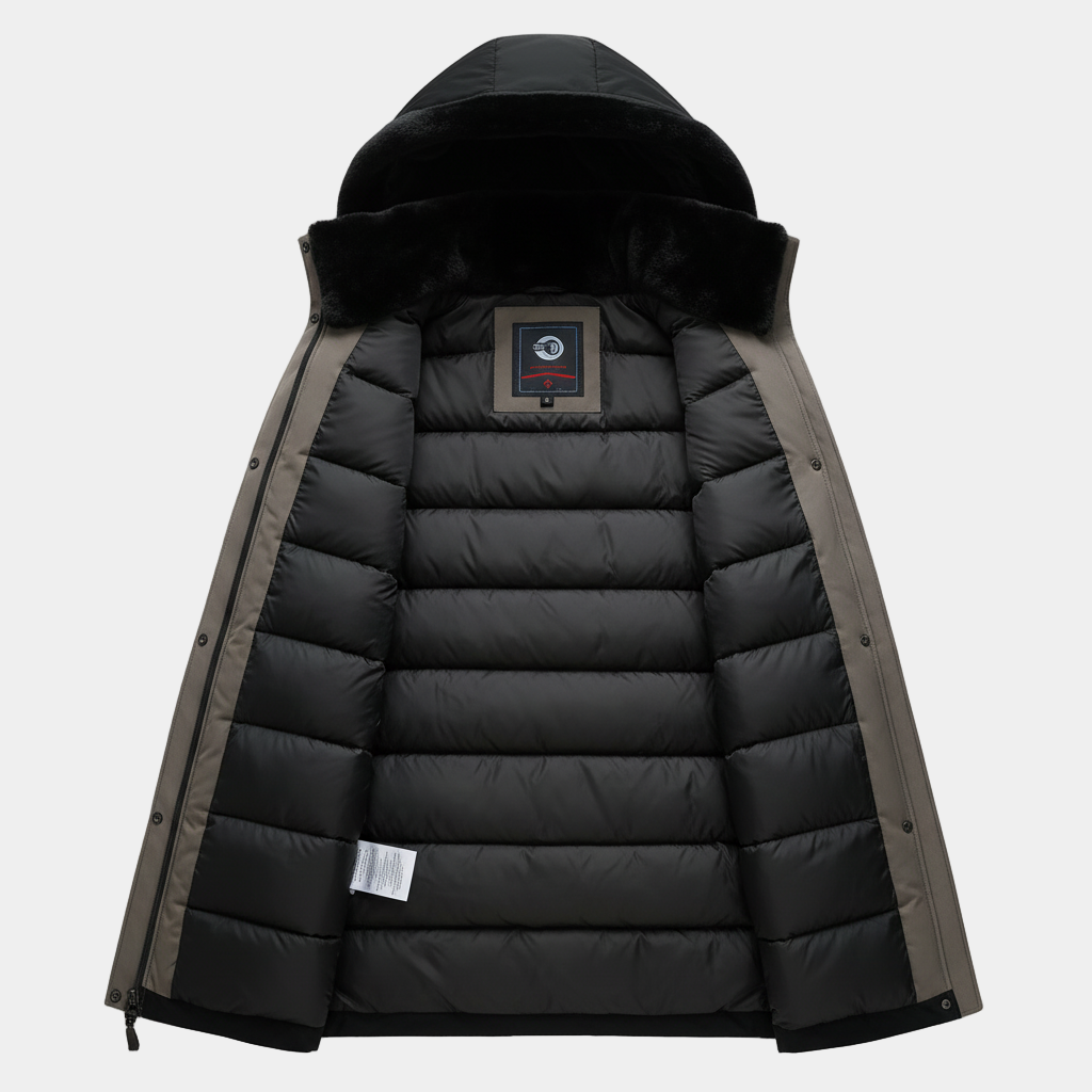 Men's Insulated Down Parka - Long Winter Coat for Cold Weather Protection
