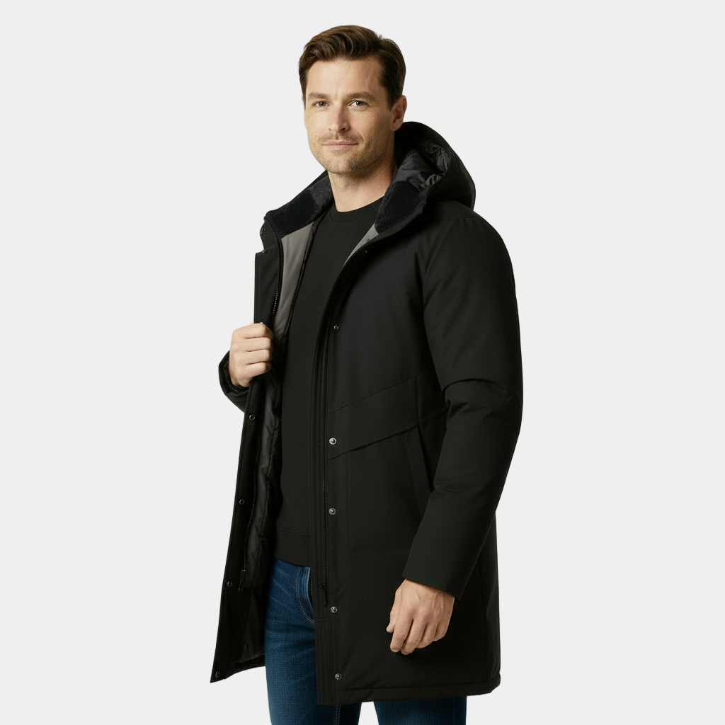 Men's Insulated Down Parka - Long Winter Coat for Cold Weather Protection