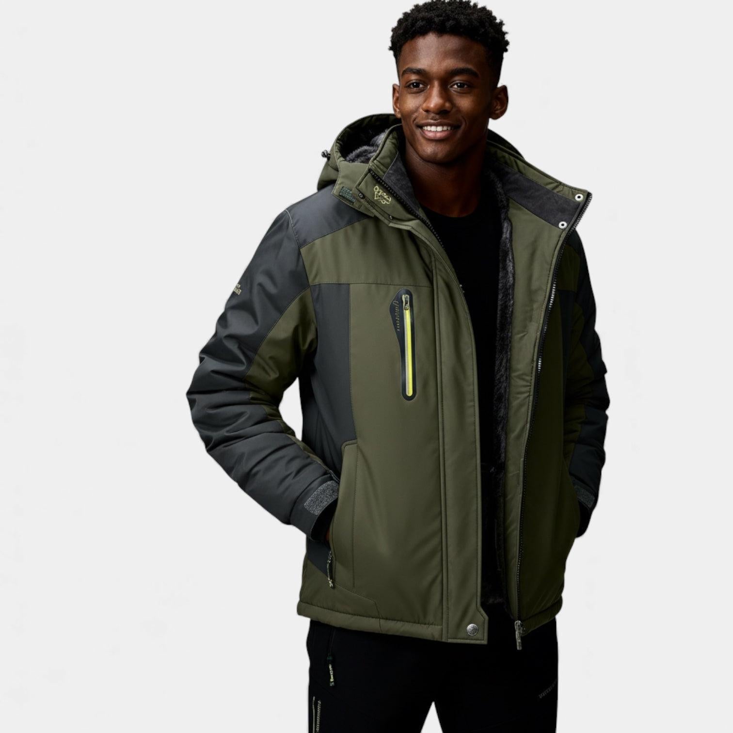 Men's Insulated Hooded Ski Jacket - Waterproof Winter Performance Outerwear for Cold Weather Activities