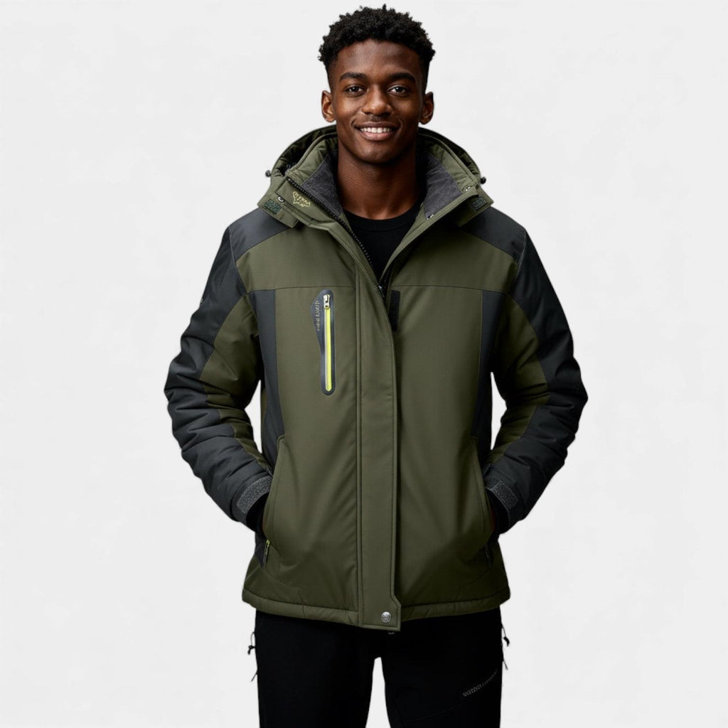 Men's Insulated Hooded Ski Jacket - Waterproof Winter Performance Outerwear for Cold Weather Activities