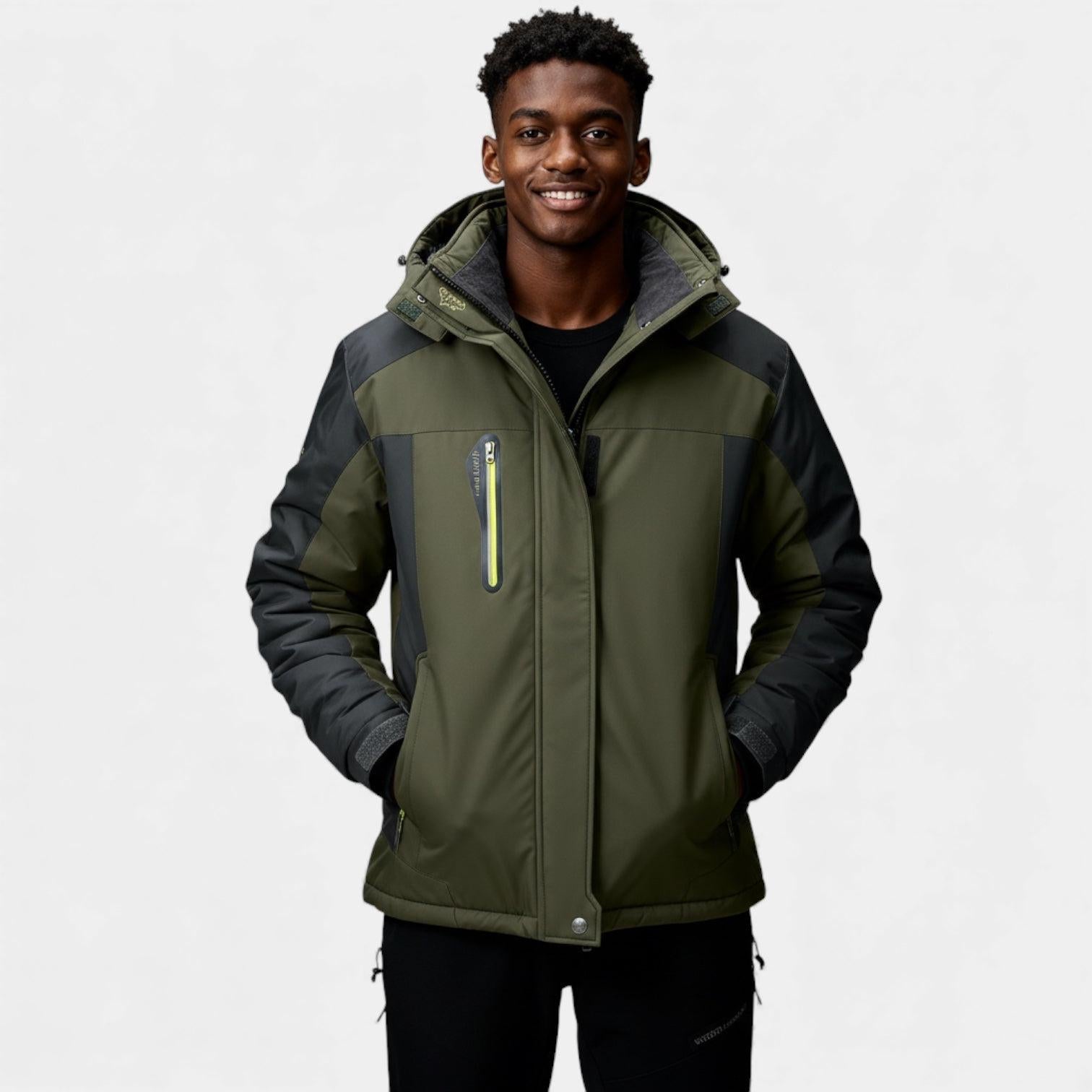Men's Insulated Hooded Ski Jacket - Waterproof Winter Performance Outerwear for Cold Weather Activities