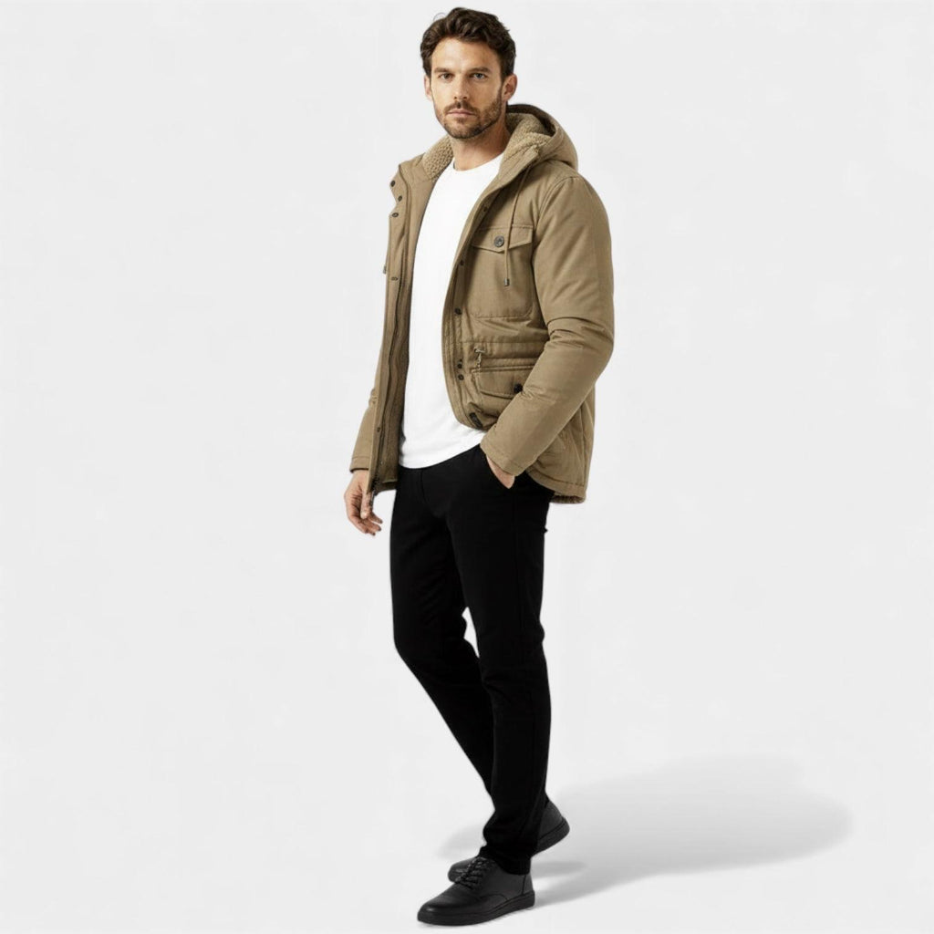 Men's Insulated Hooded Winter Utility Jacket for Cold Weather Outdoor Activities