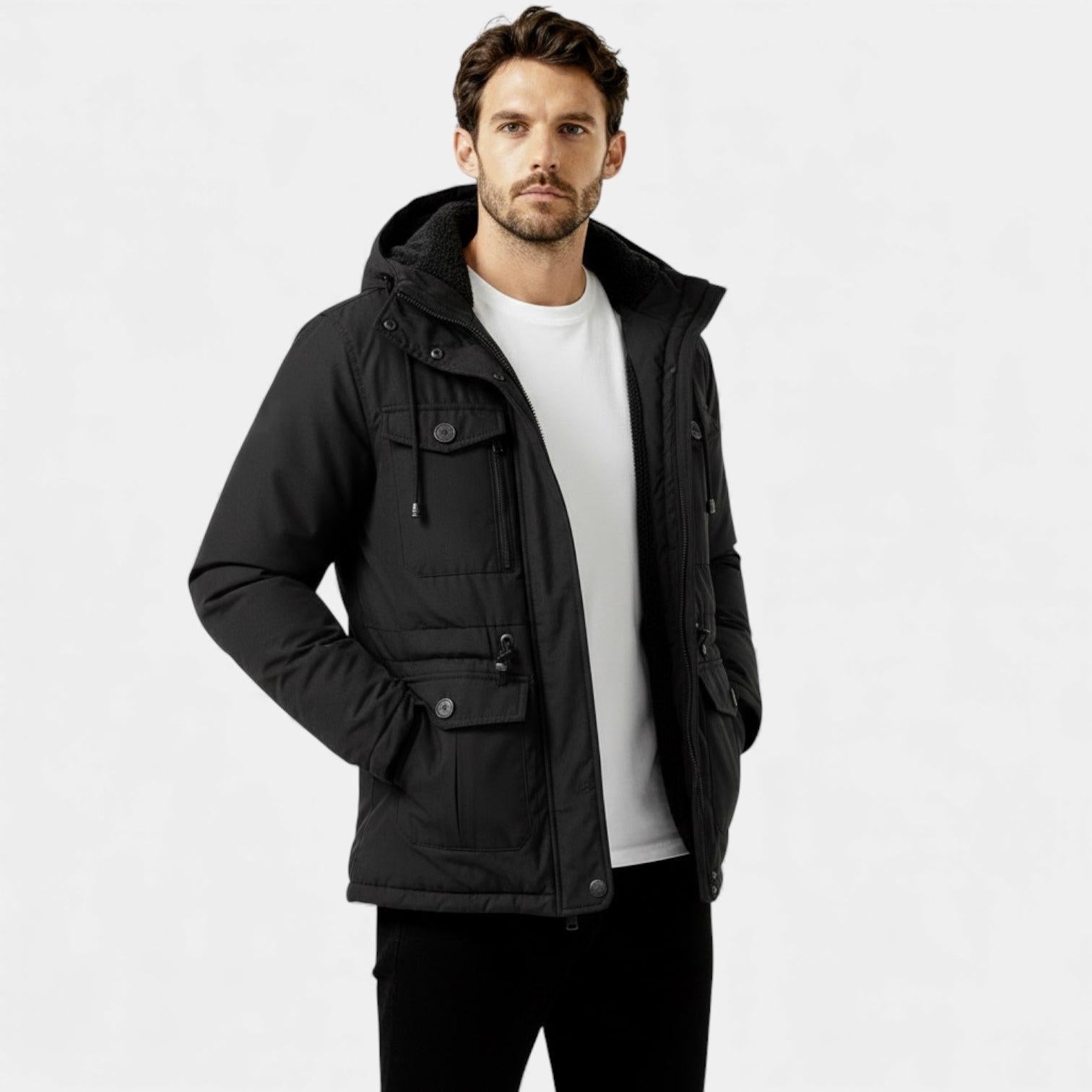 Men's Insulated Hooded Winter Utility Jacket for Cold Weather Outdoor Activities