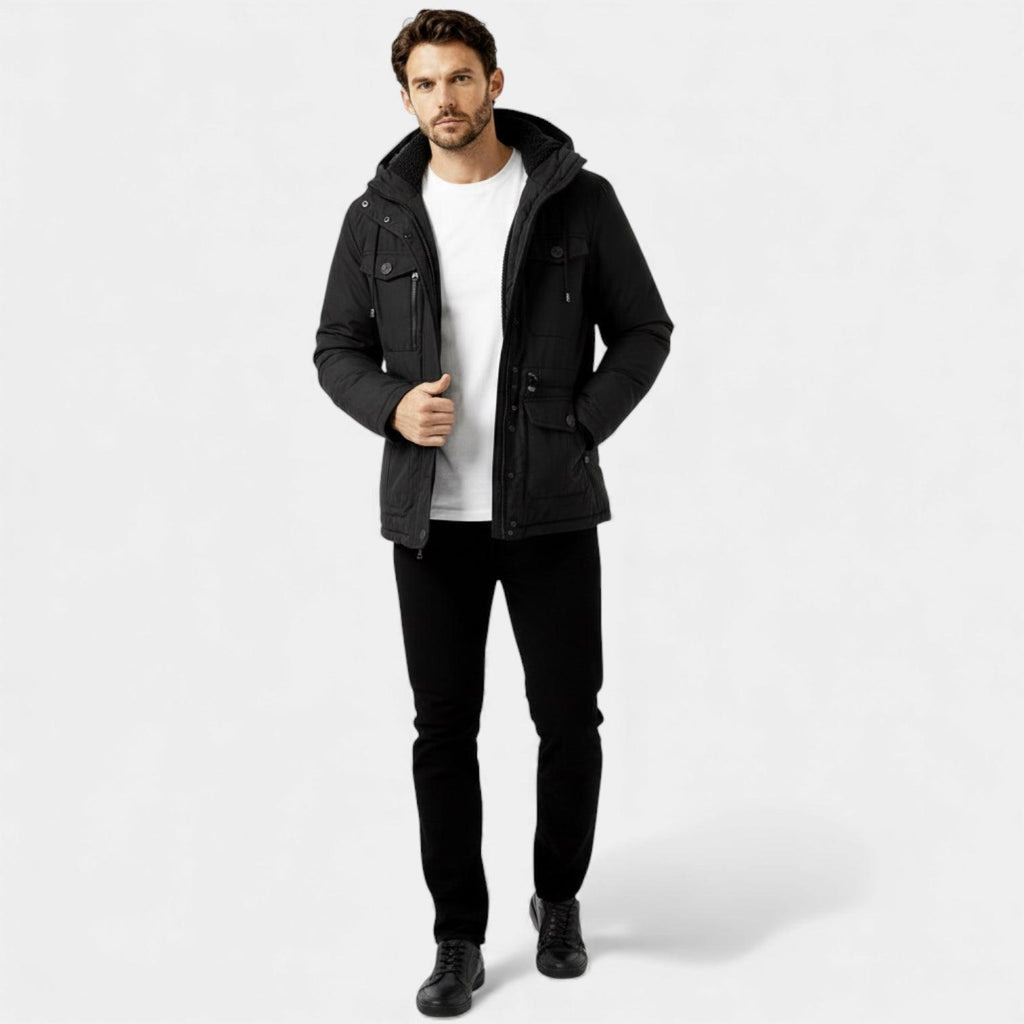 Men's Insulated Hooded Winter Utility Jacket for Cold Weather Outdoor Activities