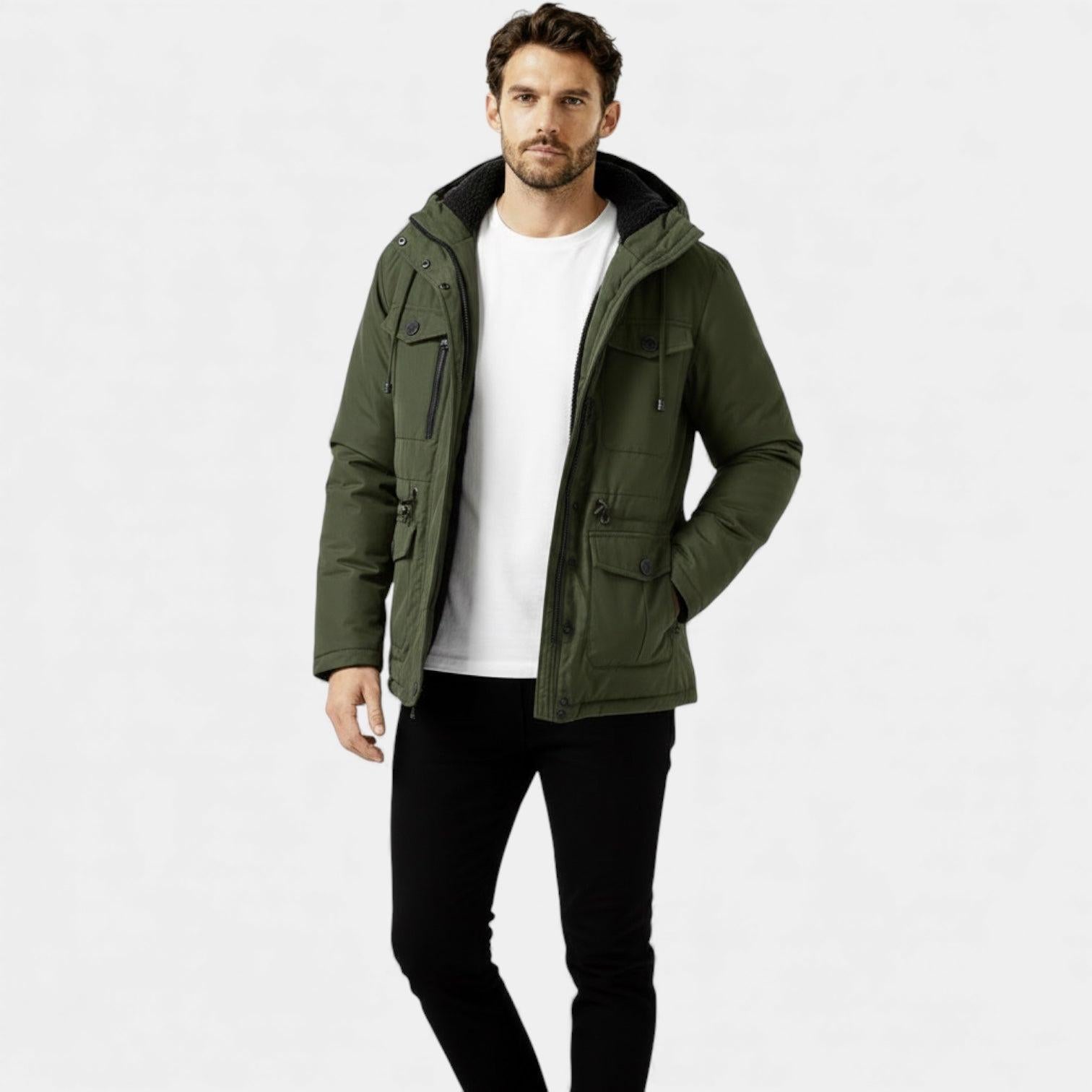 Men's Insulated Hooded Winter Utility Jacket for Cold Weather Outdoor Activities