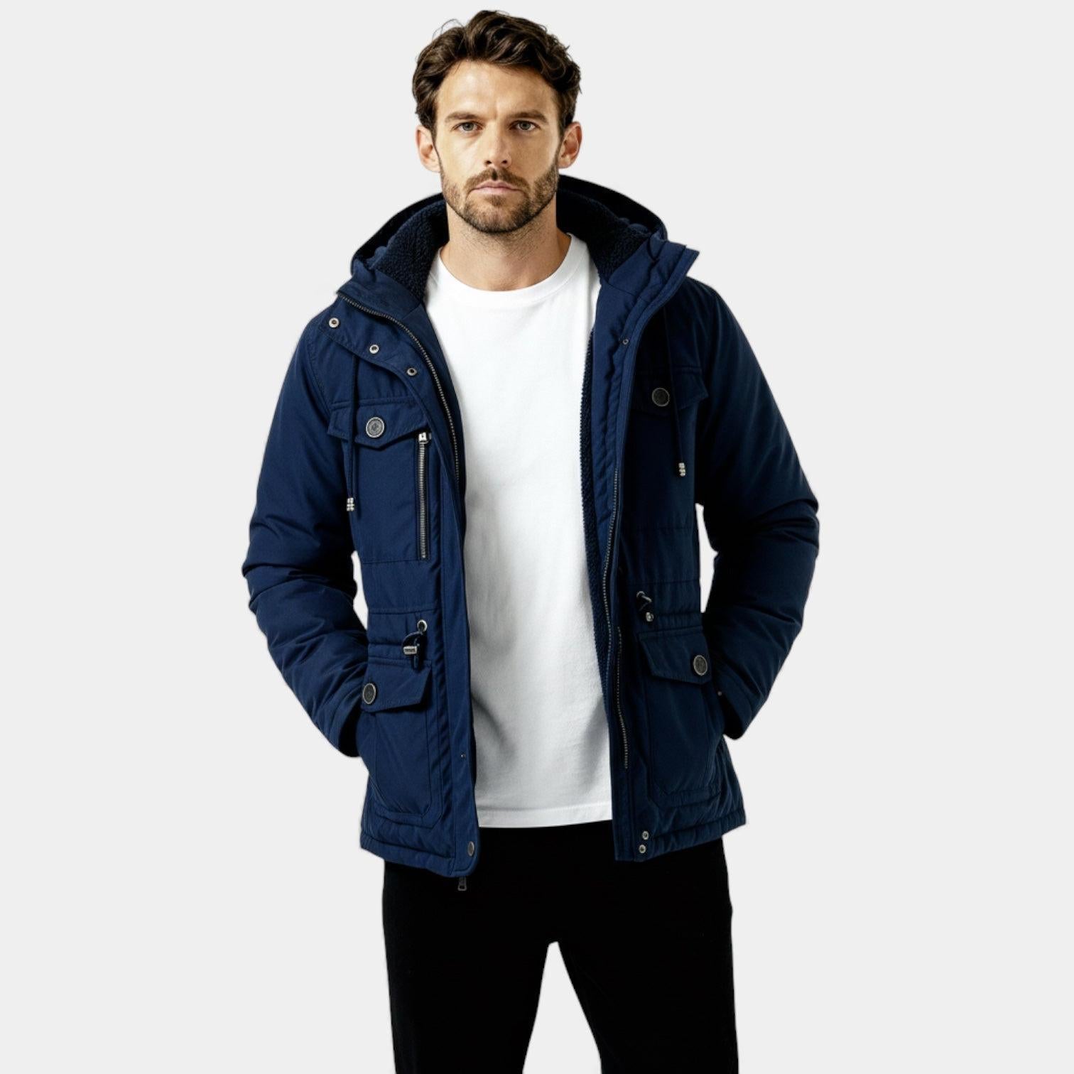 Men's Insulated Hooded Winter Utility Jacket for Cold Weather Outdoor Activities