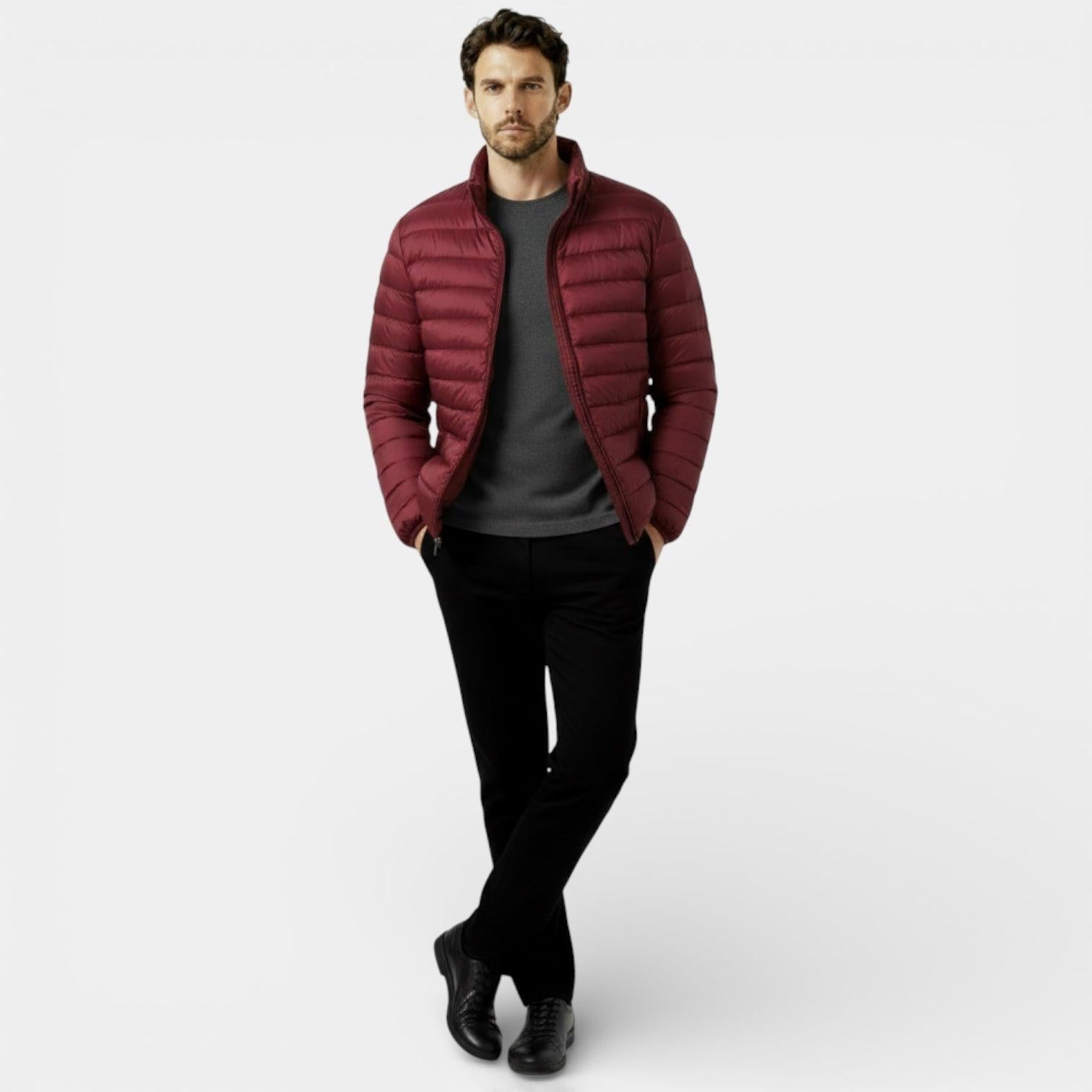 Men's Insulated Lightweight Quilted Puffer Jacket for Cold Weather Outdoor Activities