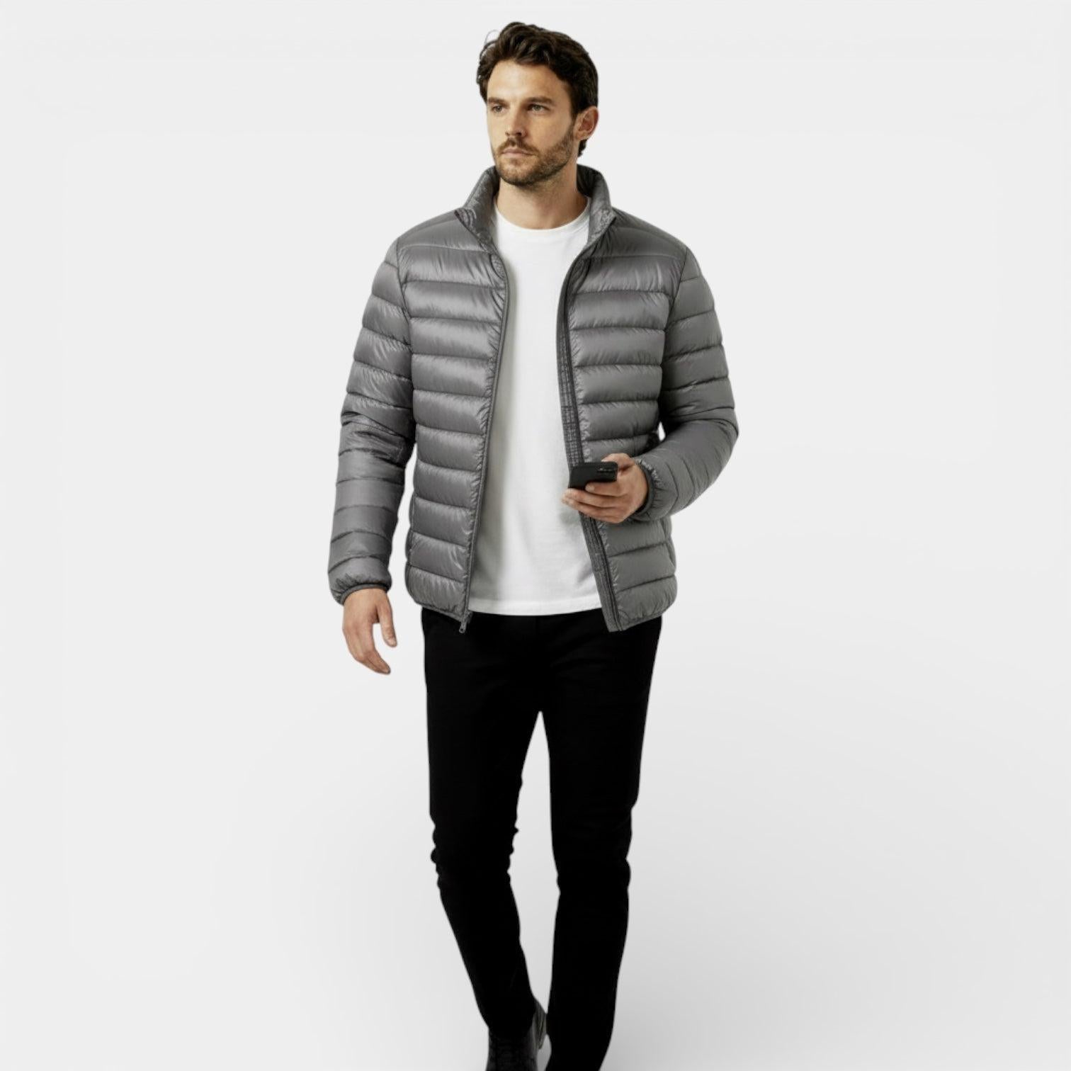 Men's Insulated Lightweight Quilted Puffer Jacket for Cold Weather Outdoor Activities