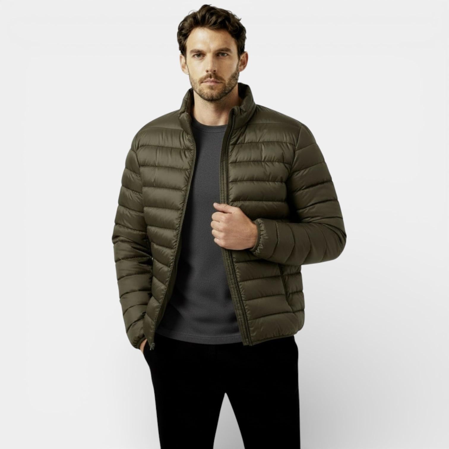 Men's Insulated Lightweight Quilted Puffer Jacket for Cold Weather Outdoor Activities