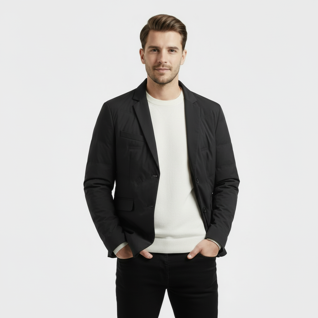Men's Insulated Padded Blazer Coat for Cold Weather - Stylish Warm Outerwear for Casual and Formal Occasions