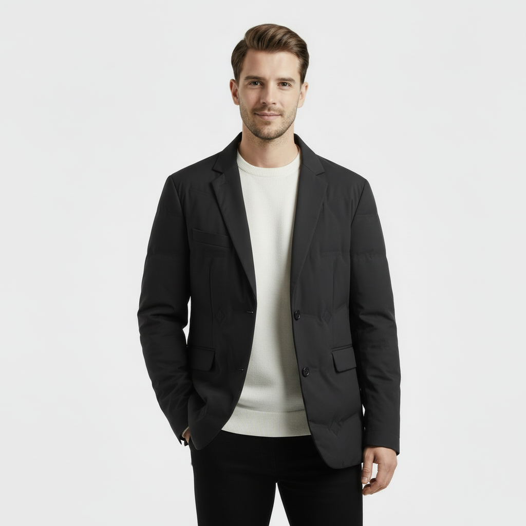 Men's Insulated Padded Blazer Coat for Cold Weather - Stylish Warm Outerwear for Casual and Formal Occasions