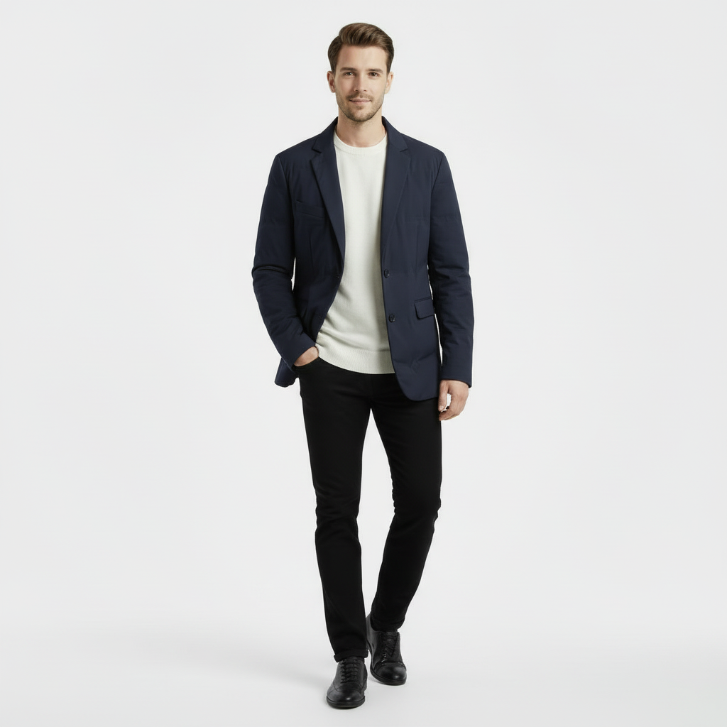 Men's Insulated Padded Blazer Coat for Cold Weather - Stylish Warm Outerwear for Casual and Formal Occasions