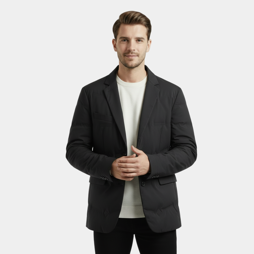 Men's Insulated Padded Blazer Coat for Cold Weather - Stylish Warm Outerwear for Casual and Formal Occasions