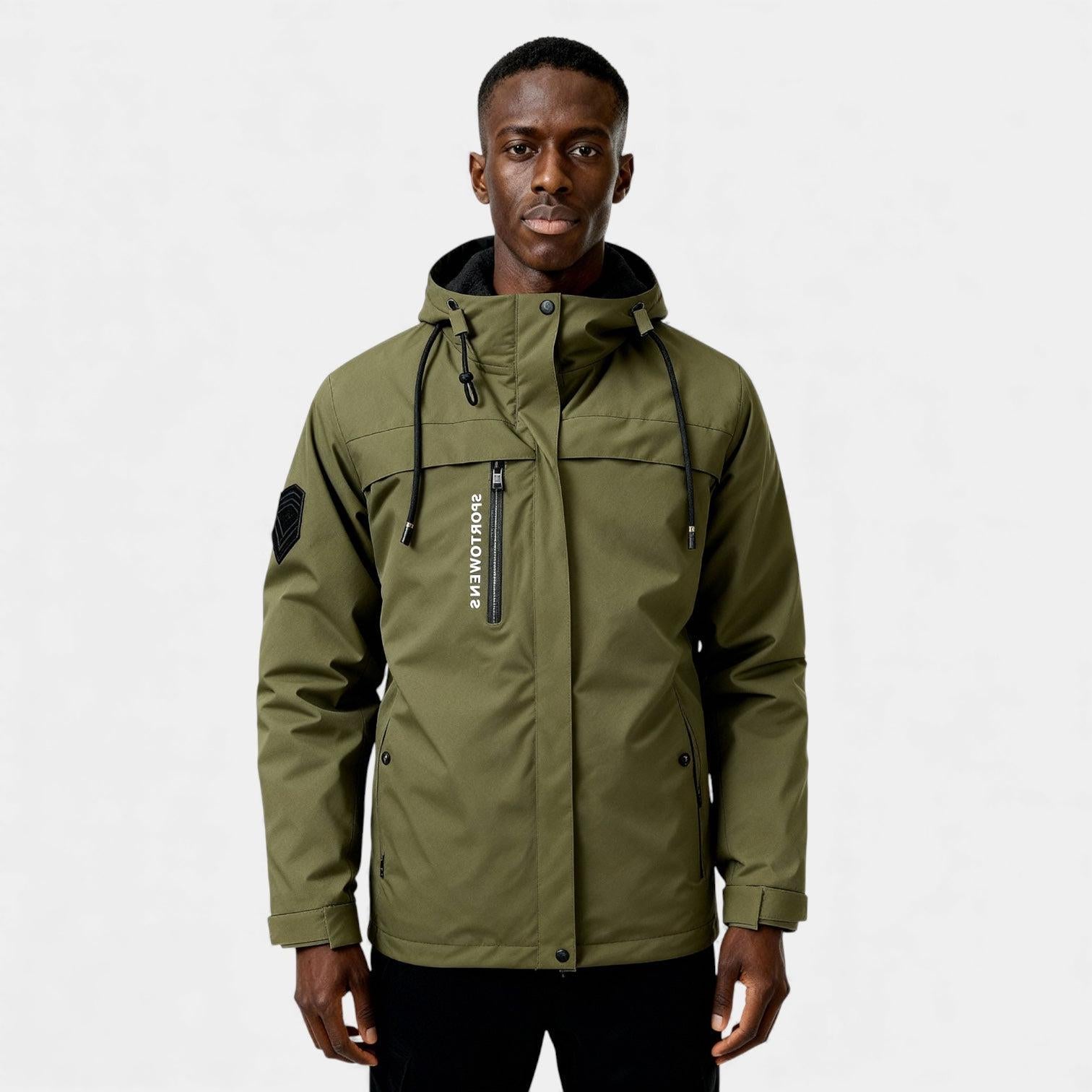 Men's Insulated Winter Ski Jacket with Fur Hood - Waterproof, Warm, Outdoor Sports Outerwear