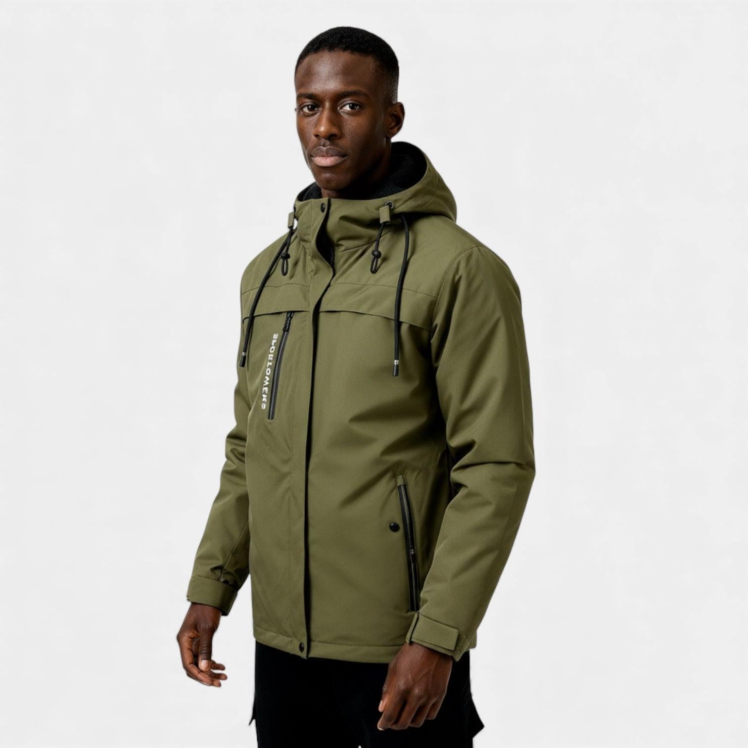 Men's Insulated Winter Ski Jacket with Fur Hood - Waterproof, Warm, Outdoor Sports Outerwear