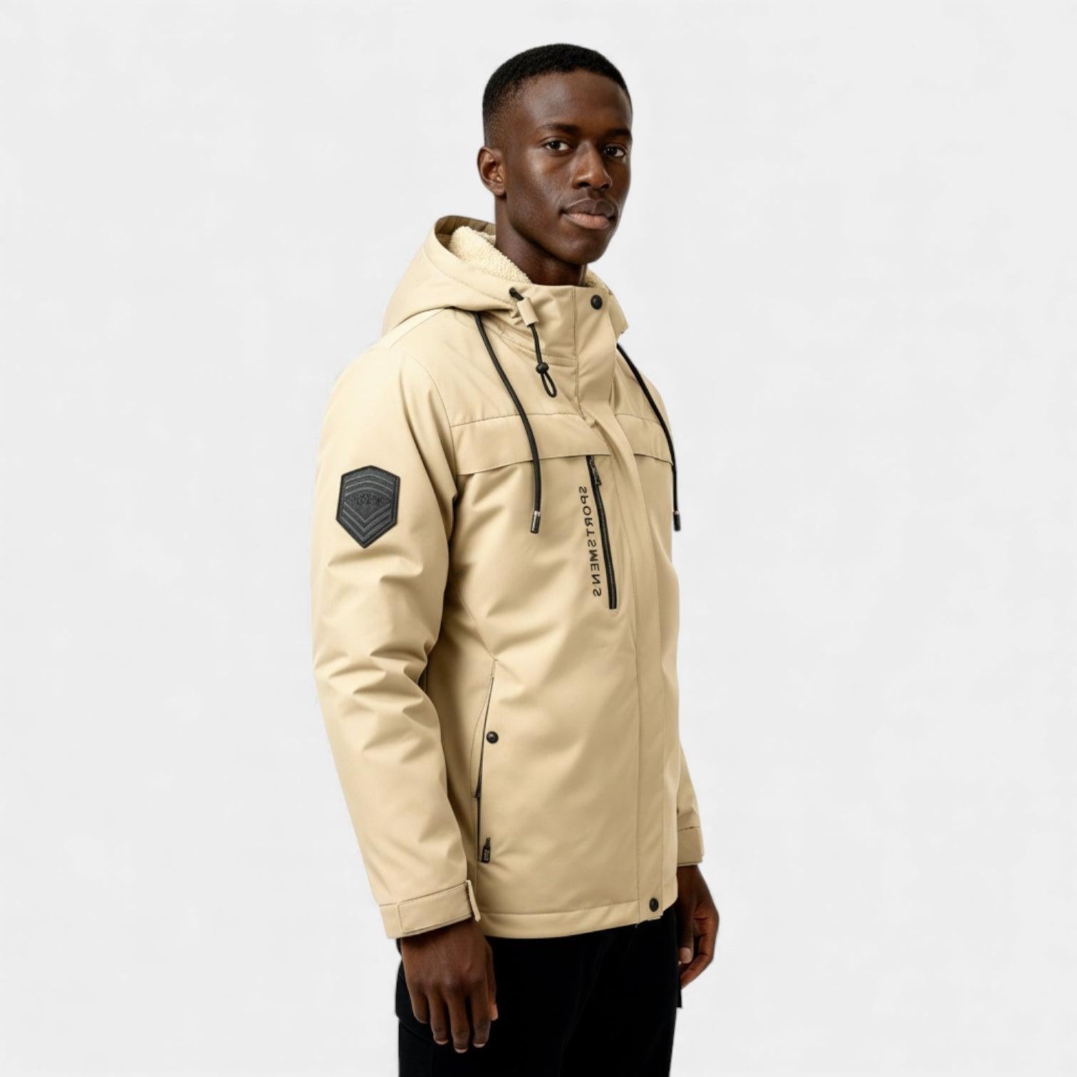 Men's Insulated Winter Ski Jacket with Fur Hood - Waterproof, Warm, Outdoor Sports Outerwear