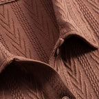 Men's Jacquard Woven Polo Shirt - Short Sleeve Casual Top for Everyday Wear