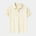 Men's Jacquard Woven Polo Shirt - Short Sleeve Casual Top for Everyday Wear