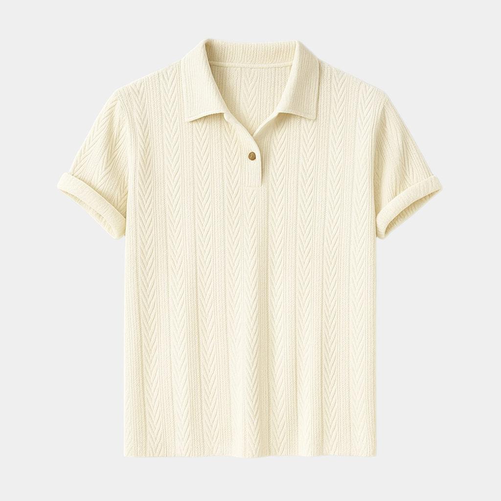Men's Jacquard Woven Polo Shirt - Short Sleeve Casual Top for Everyday Wear